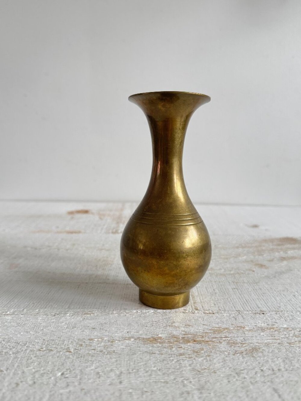 Vintage Small Brass Bud Vase - Vintage Brass Rounded and Fluted Vase